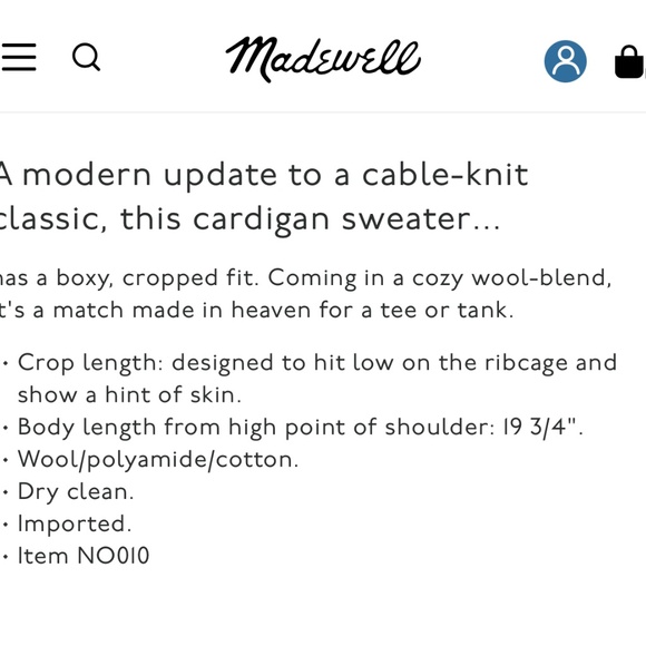 Madewell Cable Knit Cropped Cardigan - Picture 8 of 8